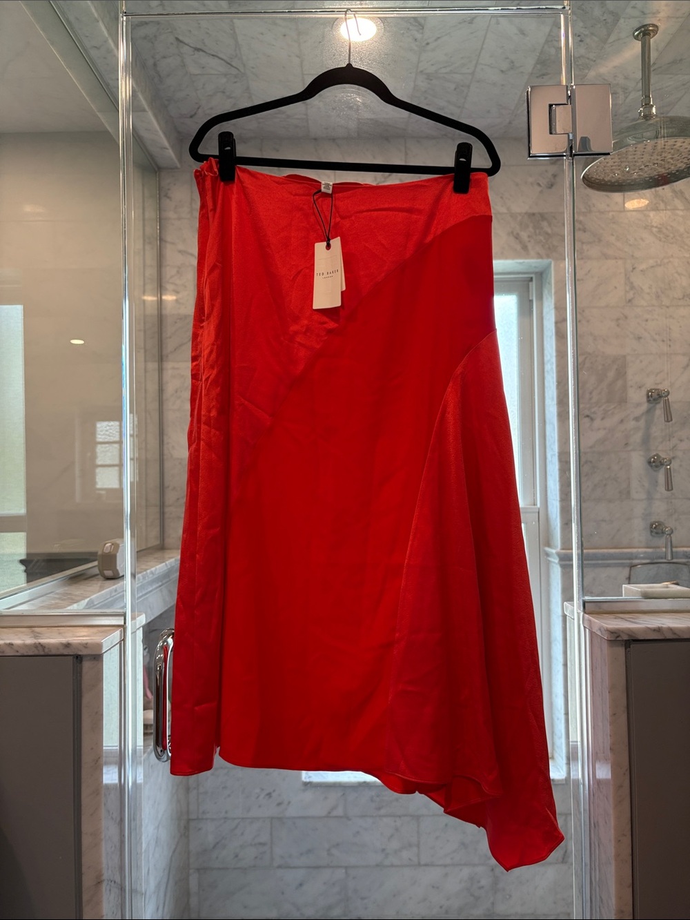 NWT - Orange Asymmetric Midi Skirt - Size 5